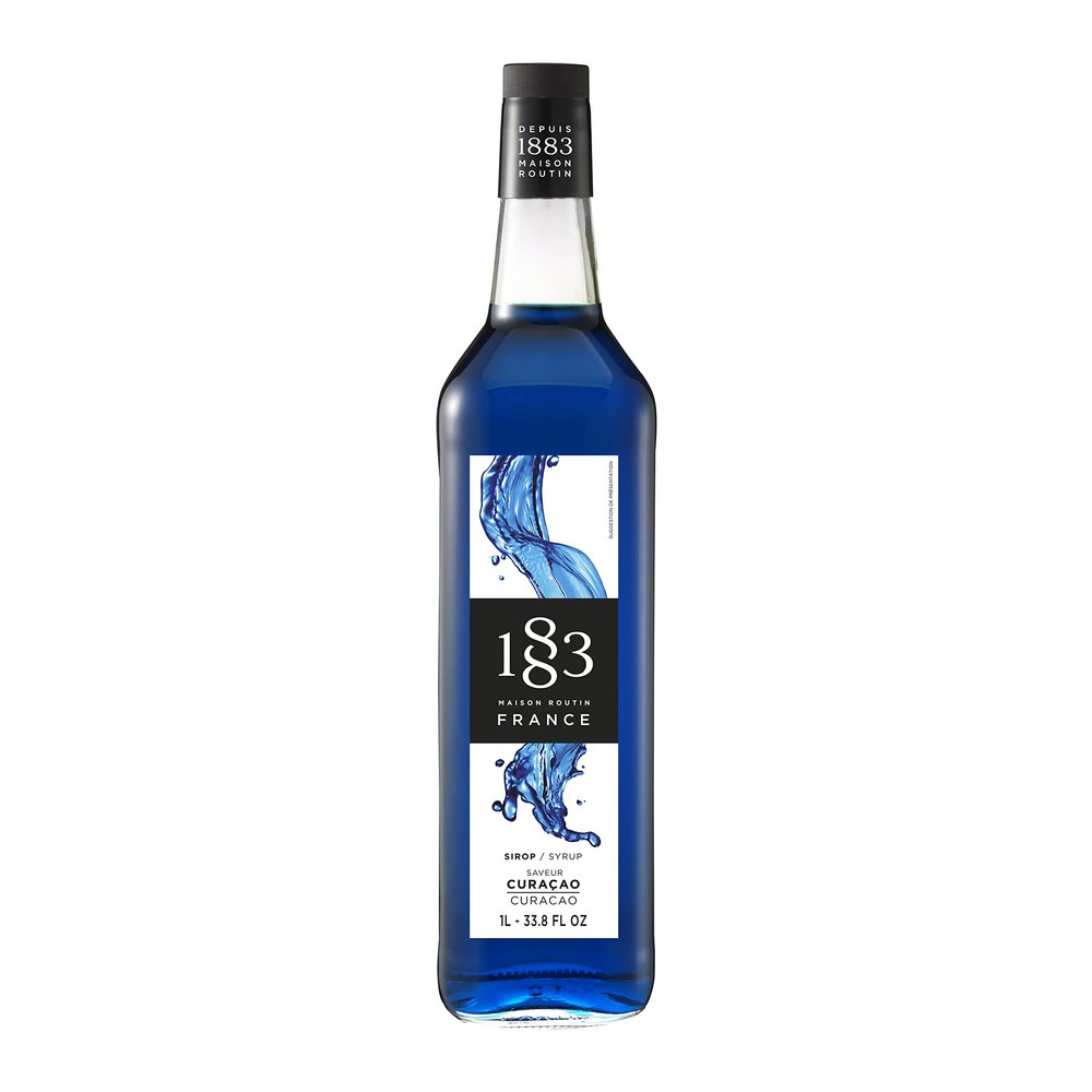 1883 Maison Routin Premium Blue Curaao Syrup Bold Citrus Flavour For Cocktails, Mocktails & Tropical Mixes, Natural Colour Base, Allergen-Free, Vegan-Friendly, 1L Glass Bottle