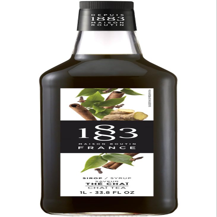 1883 Maison Routin Chai Tea Syrup, No Artificial Ingredients, Natural Flavour, Natural Colours, 1L Glass Bottle