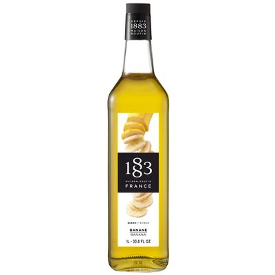 1883 Maison Routin Premium Banana Syrup Flavoured Coffee Syrup for Cocktails, Milkshakes and Baking Vegan-Friendly, No Preservatives 1L Glass Bottle