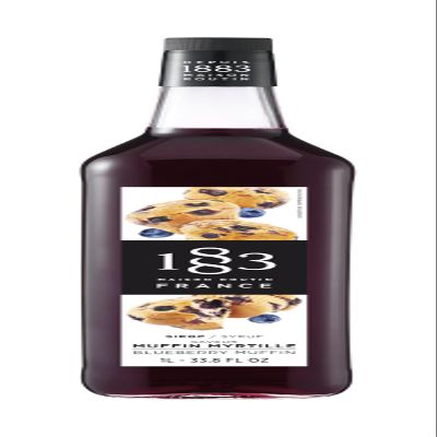 1883 Maison Routin Blueberry-Muffin Syrup Perfect for Coffees, Cocktails, Mocktails & Smoothies - Vegan-Friendly, Allergen-Free, No Preservatives - 1L Glass Bottle