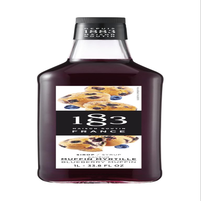 1883 Maison Routin Blueberry-Muffin Syrup Perfect for Coffees, Cocktails, Mocktails & Smoothies - Vegan-Friendly, Allergen-Free, No Preservatives - 1L Glass Bottle