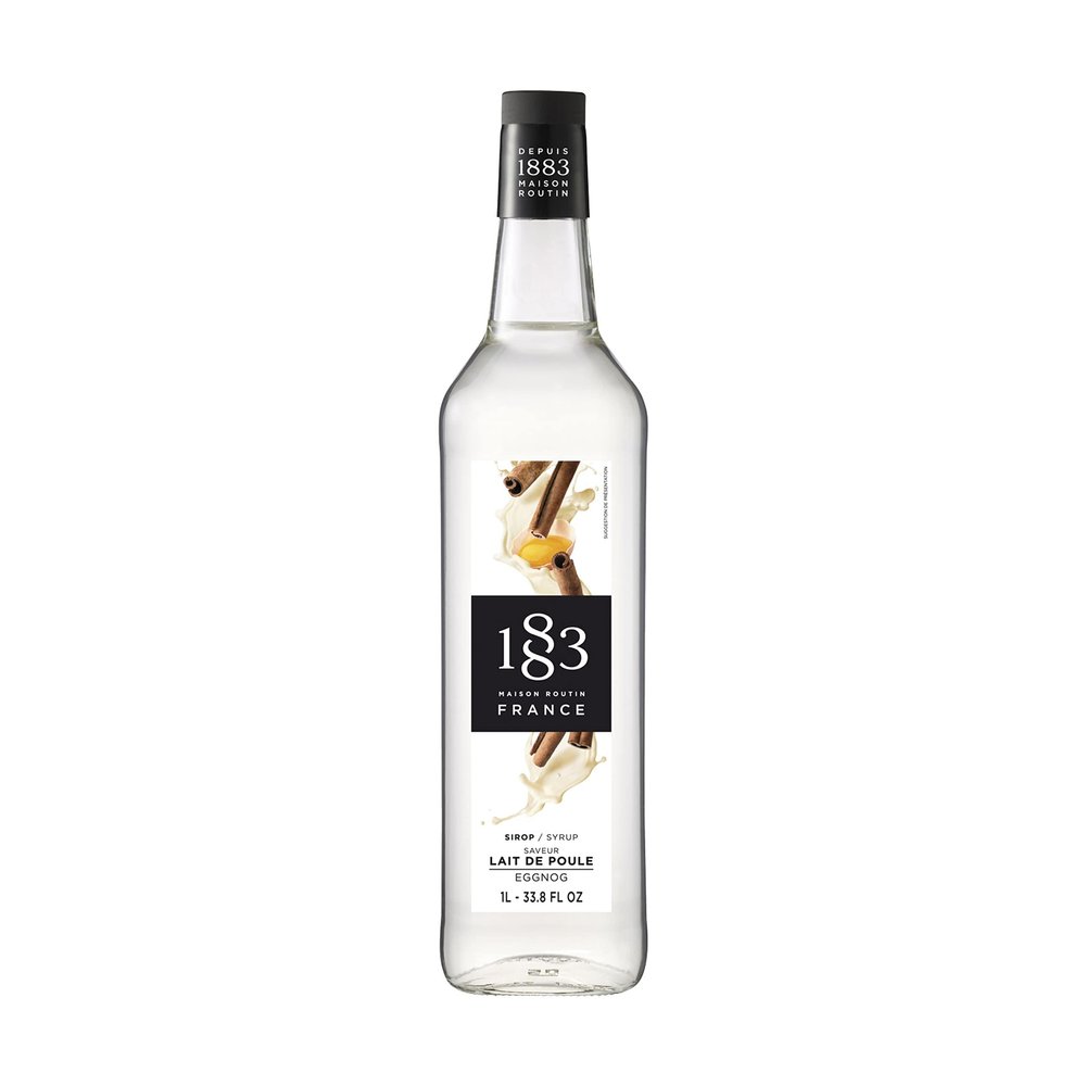 1883 Maison Routin Premium Eggnog Syrup Made with Pure Cane Sugar for Coffee, Hot Chocolate & Desserts - Seasonal Flavour, No Preservatives - 1L Glass Bottle