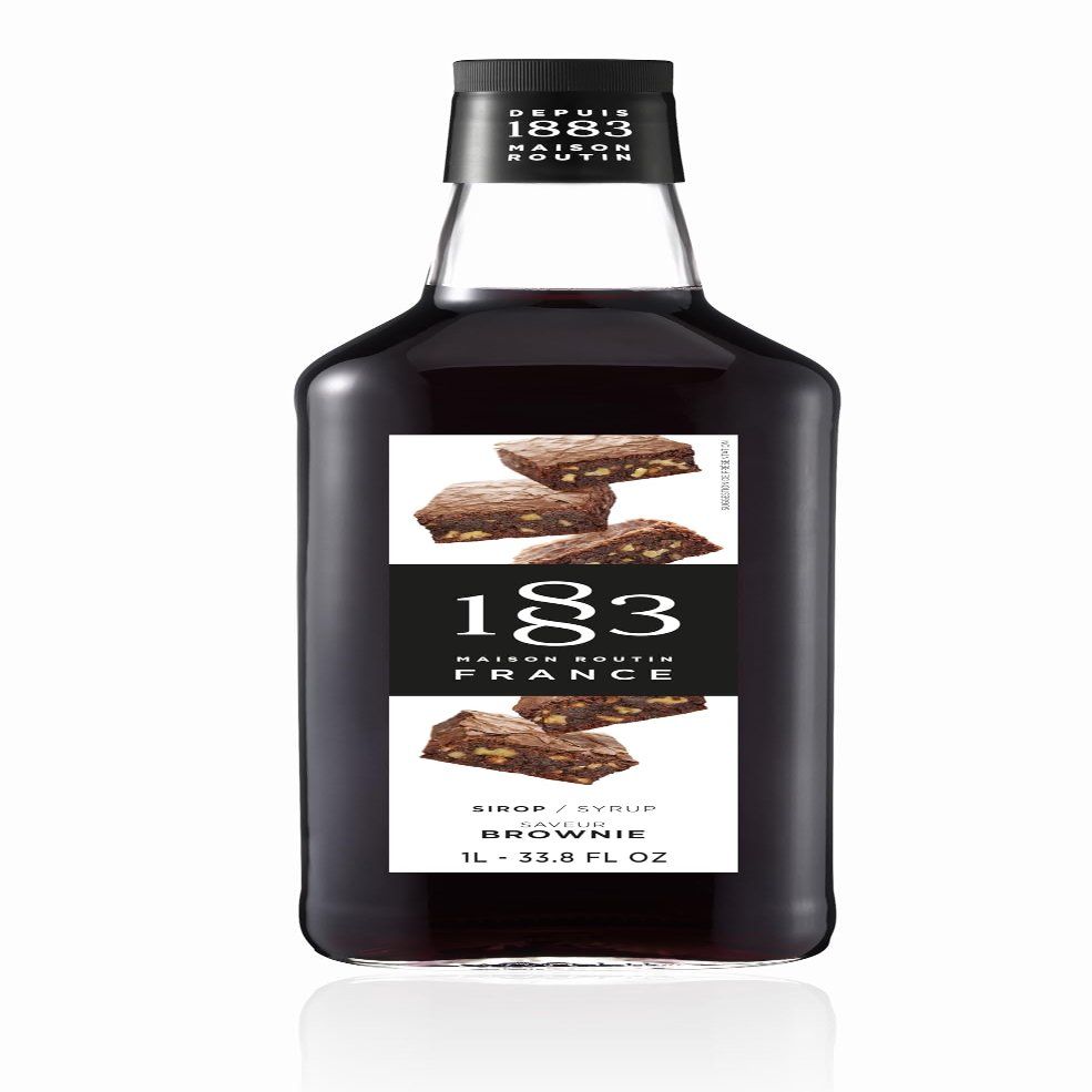 1883 MAISON ROUTIN Premium Brownie Flavoured Syrup for Cocktails, Mocktails, Smoothies, Iced Tea, Desserts Glass 1L