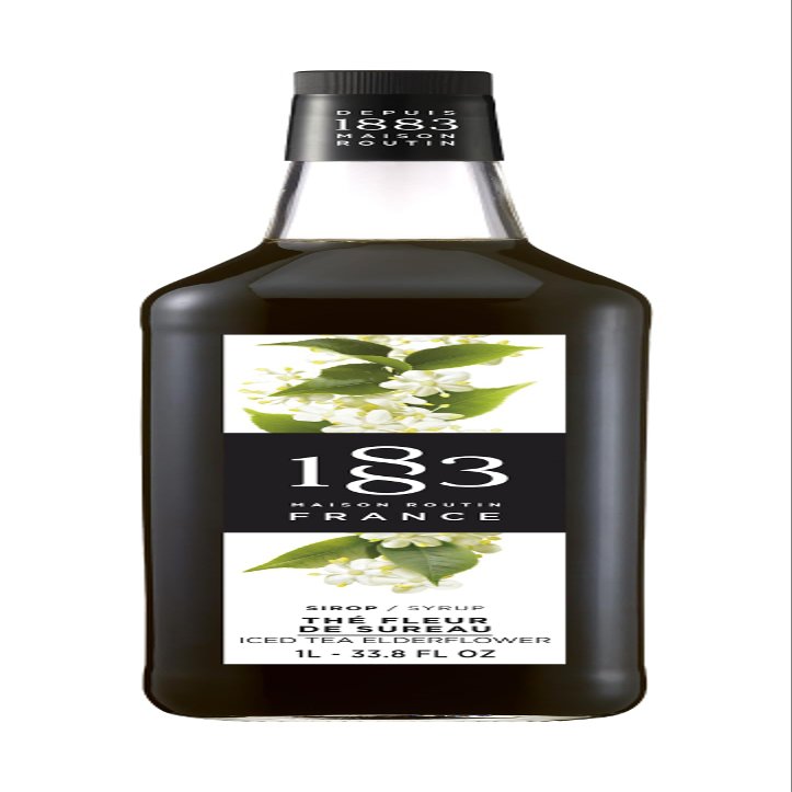 1883 Maison Routin Premium Elderflower Iced Tea Syrup for Iced Tea, Cocktails, Mocktails, Desserts Glass 1L
