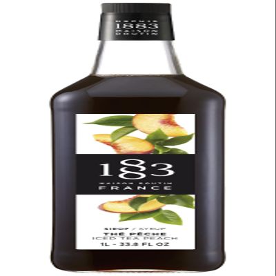1883 Maison Routin Premium Peach Iced Tea Syrup Made with Pure Cane Sugar & Real Peach Juice for Tea, Cocktails & Mocktails, Vegan-Friendly, Allergen-Free, Preservative Free - 1L Glass Bottle