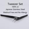 AIEX 2 Pcs Eyelash Tweezers Stainless Steel Eyelash Extension Tweezers Straight and Curved Tip (Black) view 4
