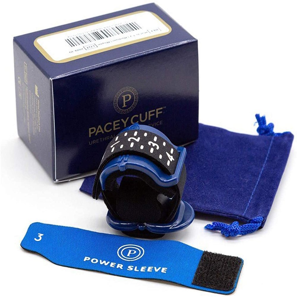 Pacey Cuff Ultra-Urethral Control Device with Turbo Pad, Velcro Strap Provides Comfortable Custom Fit-Male Incontinence Device for Day & Night Urine Control (Medium)