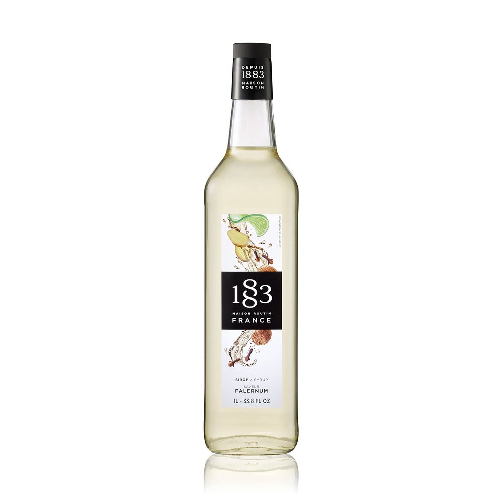 1883 Maison Routin Premium Falernum Syrup Made with Pure Cane Sugar for Tiki Cocktails & Mocktails - Spiced Citrus Flavour, No Preservatives - 1L Glass Bottle