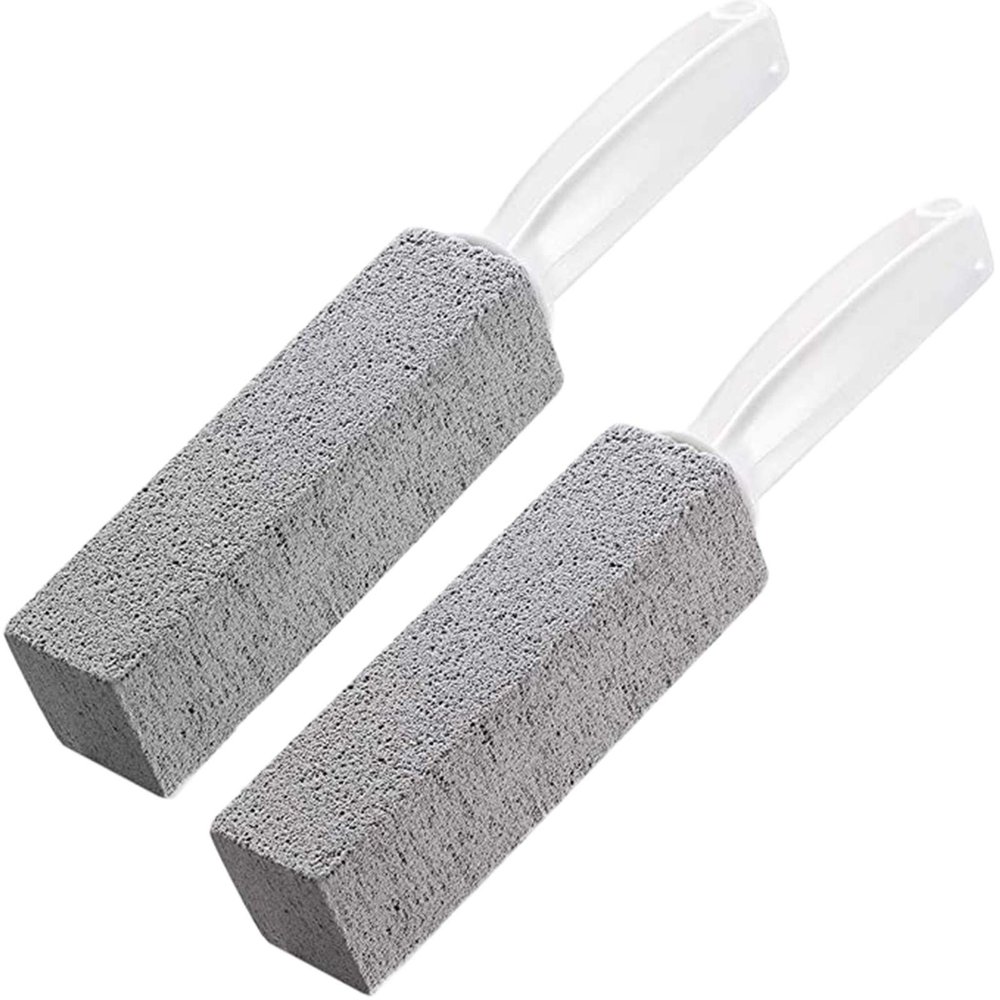 2 Pack Stone Toilet Bowl Cleaner, 2Pcs Toilet Brush, Extra Long Handle, Natural Pumice, Cleaning Tool, Cleaning Brush, Suitable for Kitchen & Bedroom, Gift for Family Cleaning (Grey)