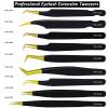 YNR Lash Eyelash Extension Tweezers, Japanese Stainless Steel Tools Straight Curved, Volume Tweezers Precision Angled Gold Tip with Free Leather Case (YNR-L6GB) view 4