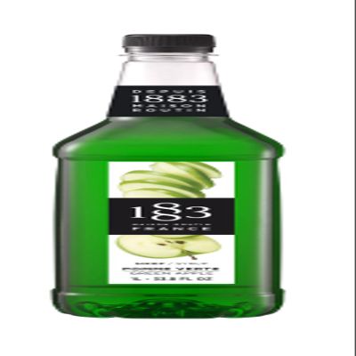 1883 Maison Routin Premium Green Apple Syrup for Cocktails, Mocktails, Iced Tea, Desserts, Bubble Tea PET 1L