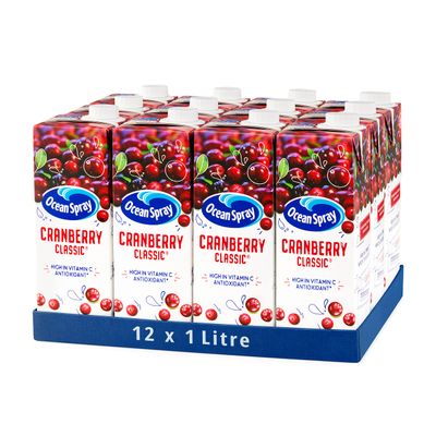Ocean Spray Classic Cranberry Juice Drink, 1L Carton (12-Pack)