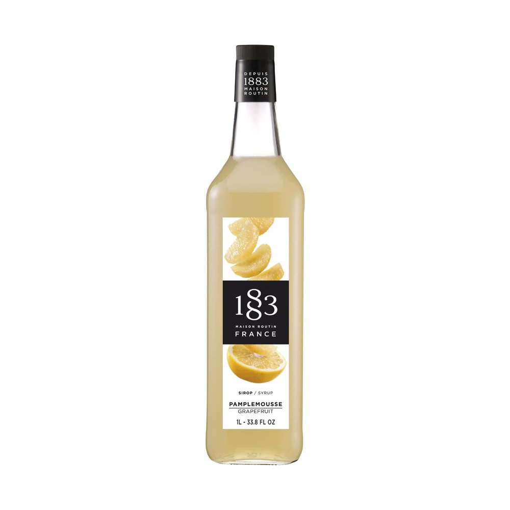 1883 Maison Routin Premium Grapefruit Syrup Made with Pure Cane Sugar for Cocktails, Mocktails & Tea - Zesty Citrus Flavour, 1L Glass Bottle