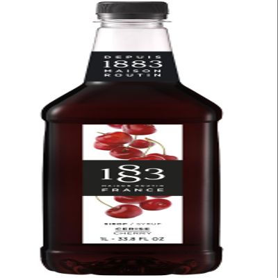 1883 Maison Routin Premium Cherry Syrup, Made with Pure Cane Sugar, Perfect for Coffees, Cocktails, Mocktails & Smoothies, Vegan-Friendly, Allergen-Free, No Preservatives - 1L Glass Bottle