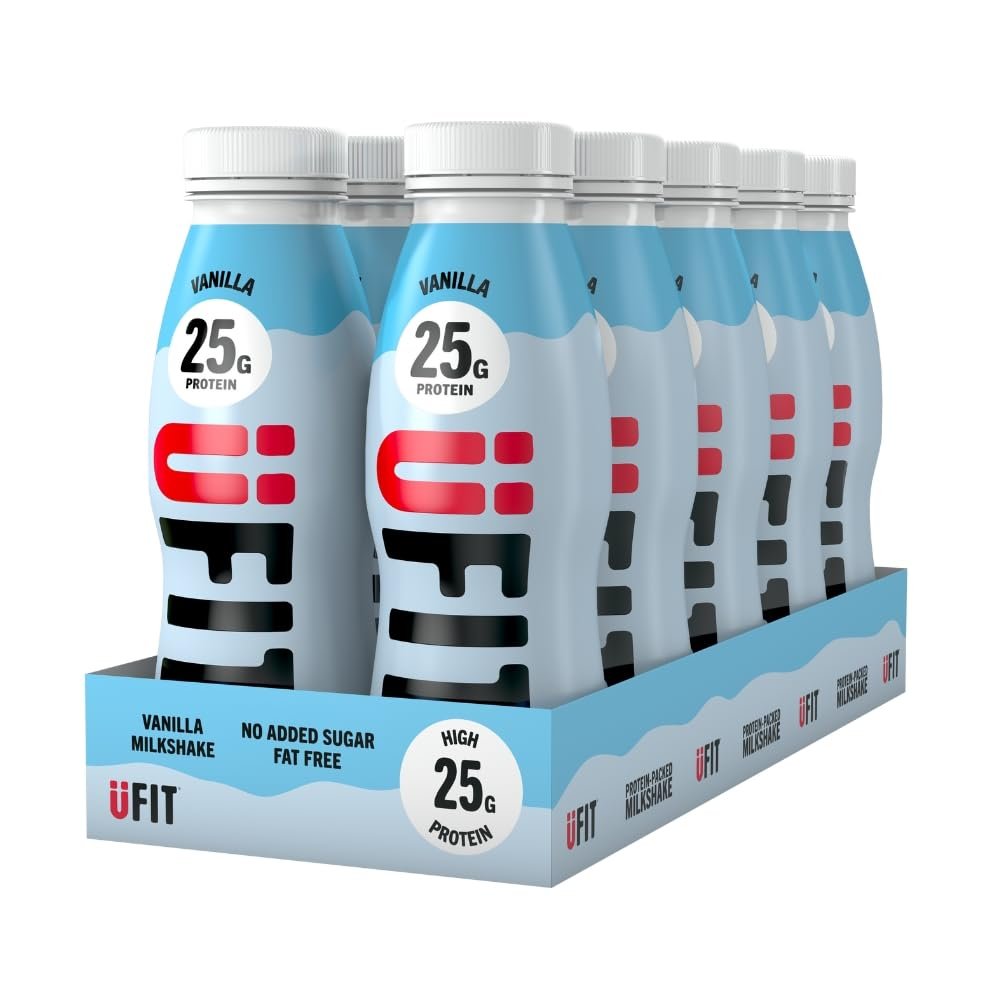 UFIT High 25g Protein Shake - Vanilla Flavour- Fat Free - No Added Sugar  Ready to Drink - 10 x 330ml (Packaging May Vary)
