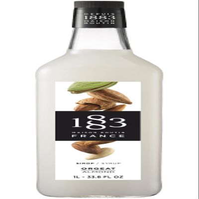 1883 Maison Routin Premium Almond Syrup for Coffee, Lattes, Hot Chocolate, Cocktails, Desserts Glass 1L