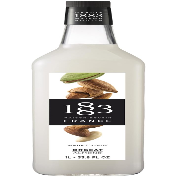 1883 Maison Routin Premium Almond Syrup for Coffee, Lattes, Hot Chocolate, Cocktails, Desserts Glass 1L