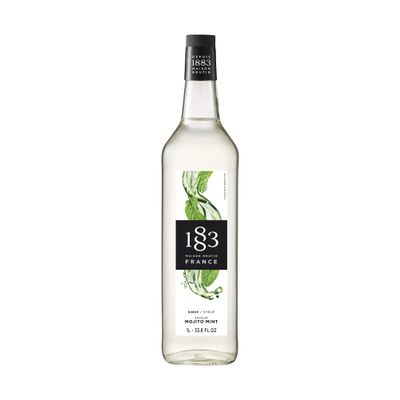1883 Maison Routin Premium Mojito Mint Syrup, Refreshing Herbal Flavour for Cocktails, Lemonades and Mocktails, Vegan-Friendly, No Preservatives or Artificial Flavours 1L Glass Bottle