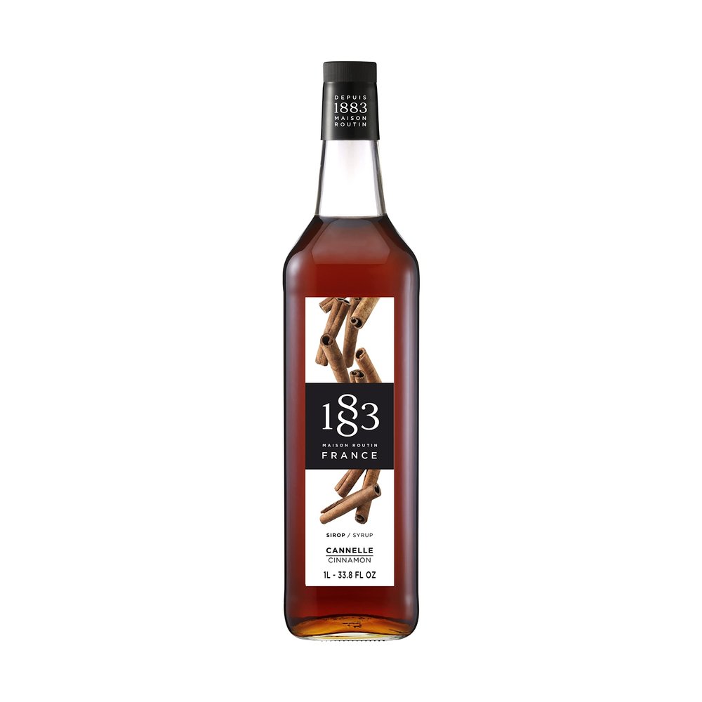 1883 Maison Routin Premium Cinnamon Coffee Syrup Spiced Infusion for Hot Chocolate, Chai, Baking & Toppings, Allergen-Free, Vegan-Friendly, 1L Glass Bottle