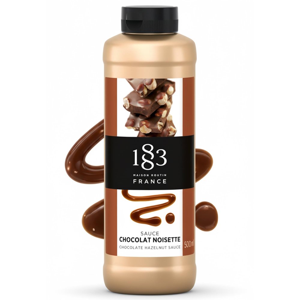 1883 Maison Routin Chocolate Hazelnut Sauce  Gourmet Dessert Topping for Waffles, Ice Cream, Cocktails & More  500ml Squeezy Bottle