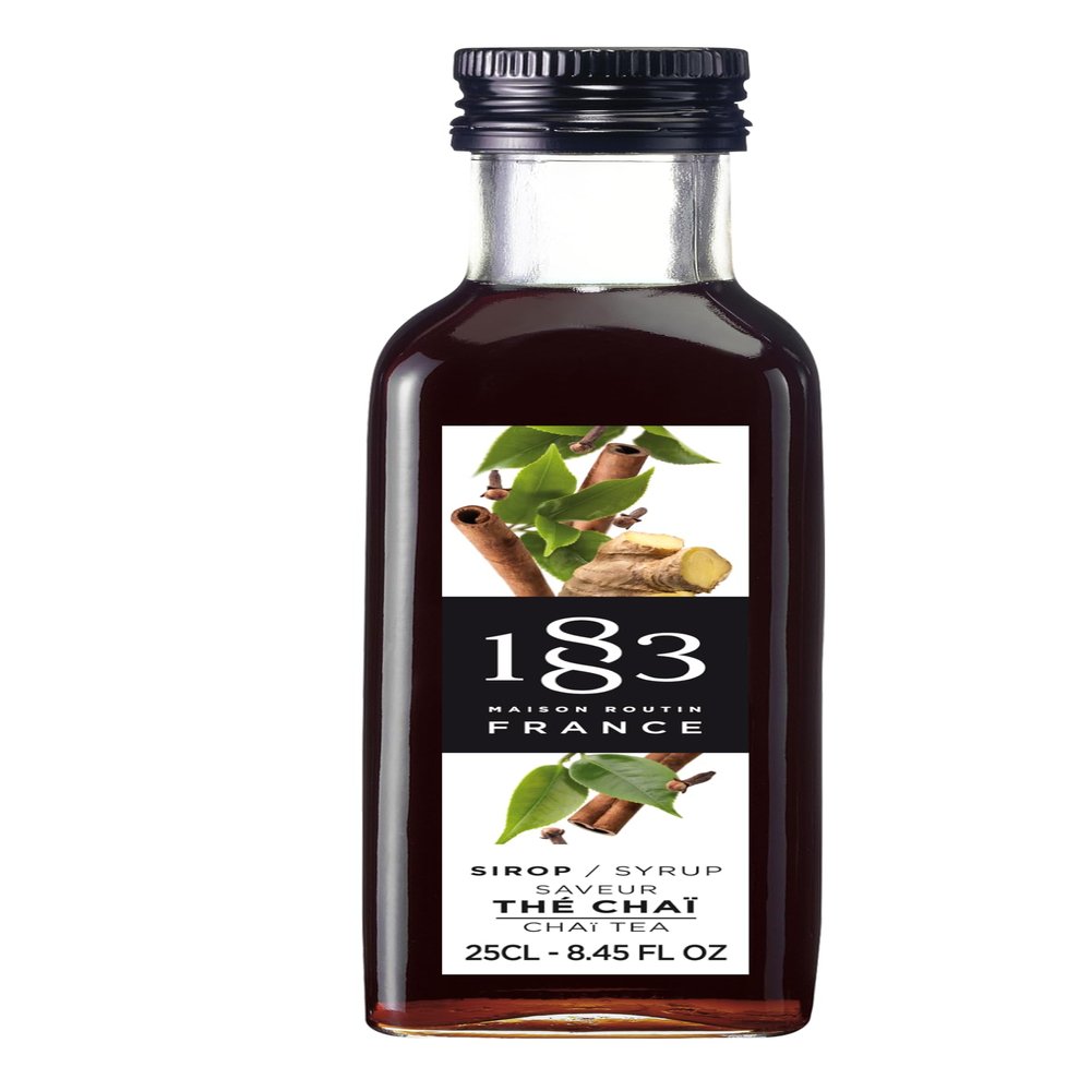 1883 Maison Routin Premium Chai Tea Syrup for Coffee, Latte, Iced Tea, Desserts - Vegan-Friendly, Allergen-Free, No Preservatives - 250ml Glass Bottle