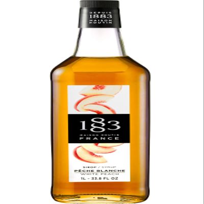 1883 Maison Routin Premium White Peach Syrup Flavoured Syrup for Iced Tea, Cocktails & Lemonades, Vegan-Friendly, No Artificial Colours, 1L Glass Bottle