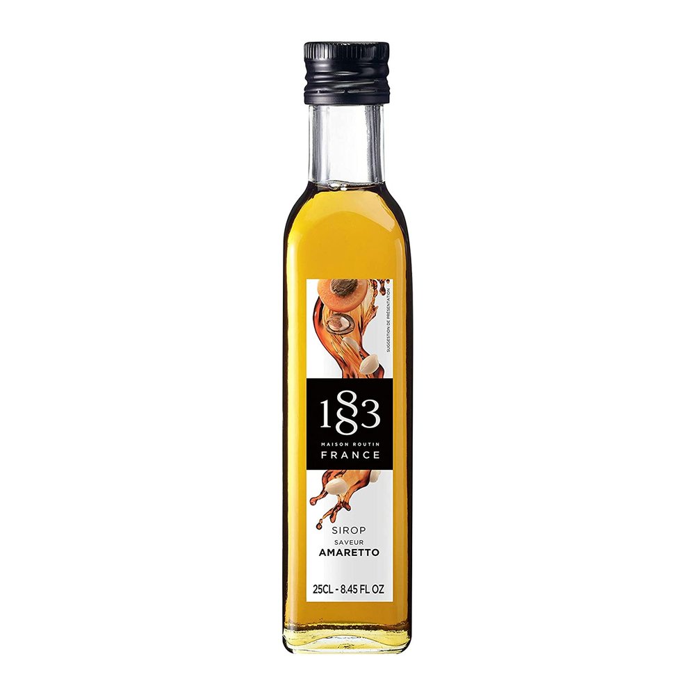 1883 MAISON ROUTIN Premium Amaretto Flavoured Syrup for Cocktails, Mocktails, Coffee, Desserts Glass 250ml