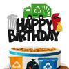 Garbage Truck Cake Topper Happy Birthday Sign Cake Decorations for Trash Green Recycling Truck Themed Bday Party Supplies view 1