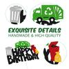 Garbage Truck Cake Topper Happy Birthday Sign Cake Decorations for Trash Green Recycling Truck Themed Bday Party Supplies view 2