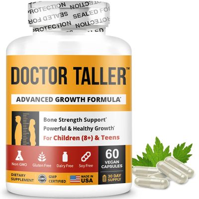 Doctor Taller for Age 8+ - Daily Multi-Nutrient Formula for Bone Growth, Healthy Development (Vegan)