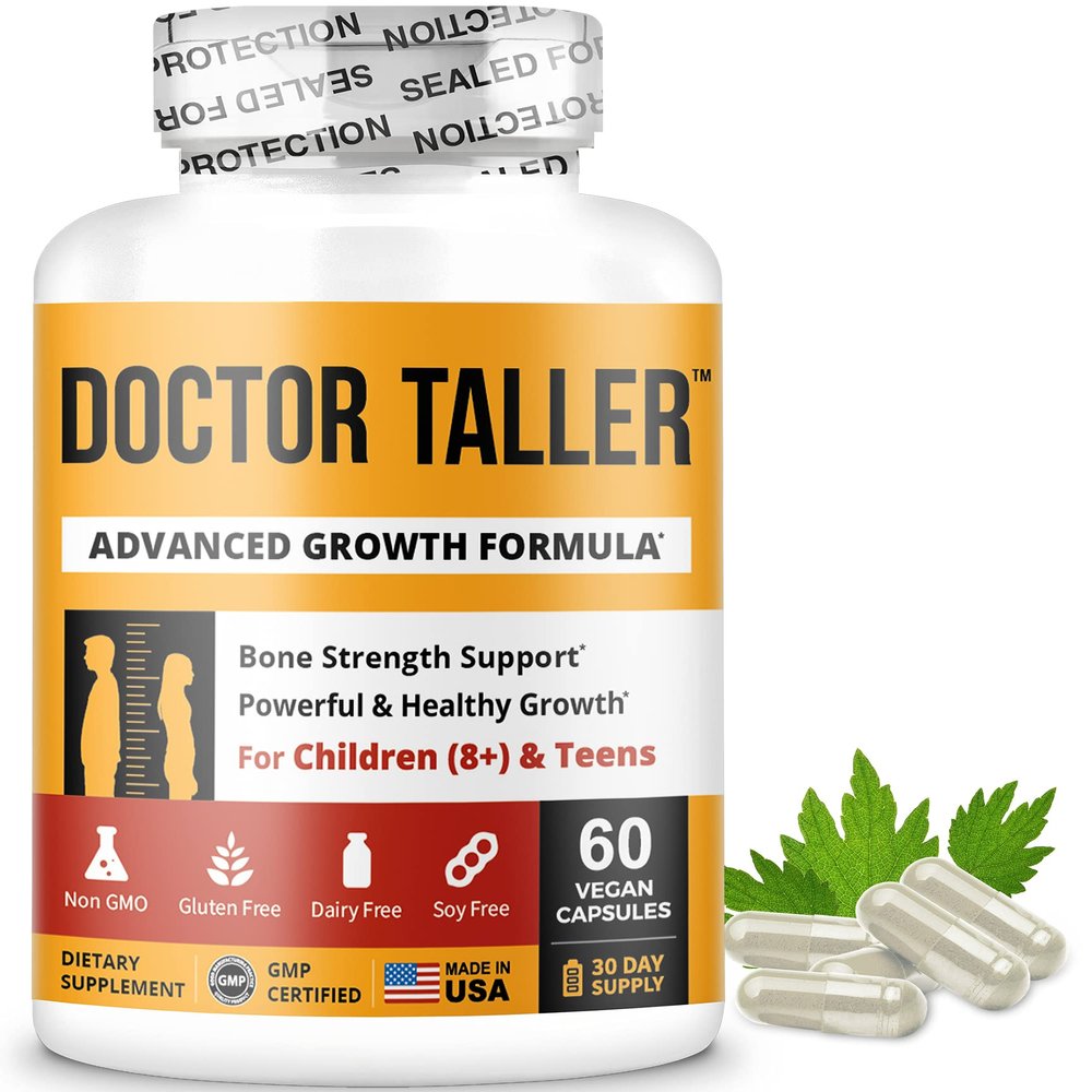 Doctor Taller for Age 8+ - Daily Multi-Nutrient Formula for Bone Growth, Healthy Development (Vegan)