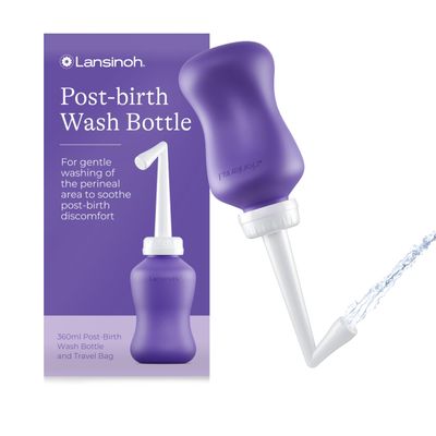 Lansinoh Peri Bottle Postpartum + Travel Bag - 360 ml - Portable Bidet with Angled Spout for Soothing Post-Birth Discomfort - Post Partum Essentials