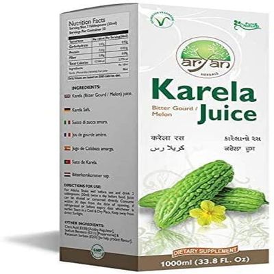 Aryan Karela Juice 1ltr (Pack of 1) Promotes Healthy Immune Health Anti-inflammatory Properties Supports Sugar Level Promotes Vision Level