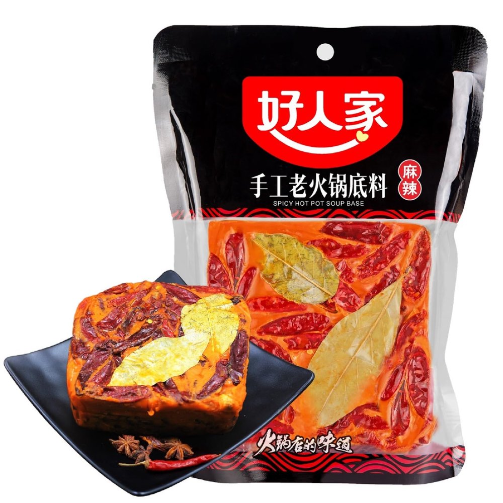 Authentic Chinese hot Pot Soup Base 500g, Haorenjia Sichuan hotpot Broth Sauce Spicy Seasoning from Szechuan, China