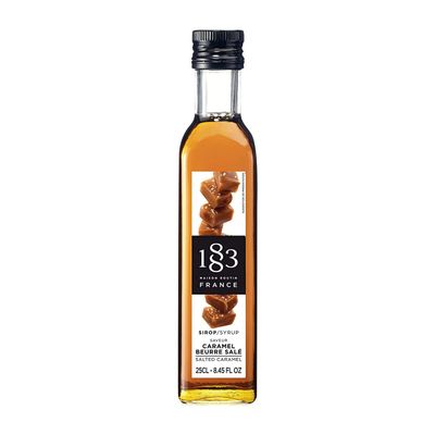 1883 Maison Routin Premium Salted Caramel Coffee Syrup  Indulgent Blend For Lattes, Frappes, Desserts & Baking, Allergen-Free, Vegan-Friendly, 250 Ml Glass Bottle