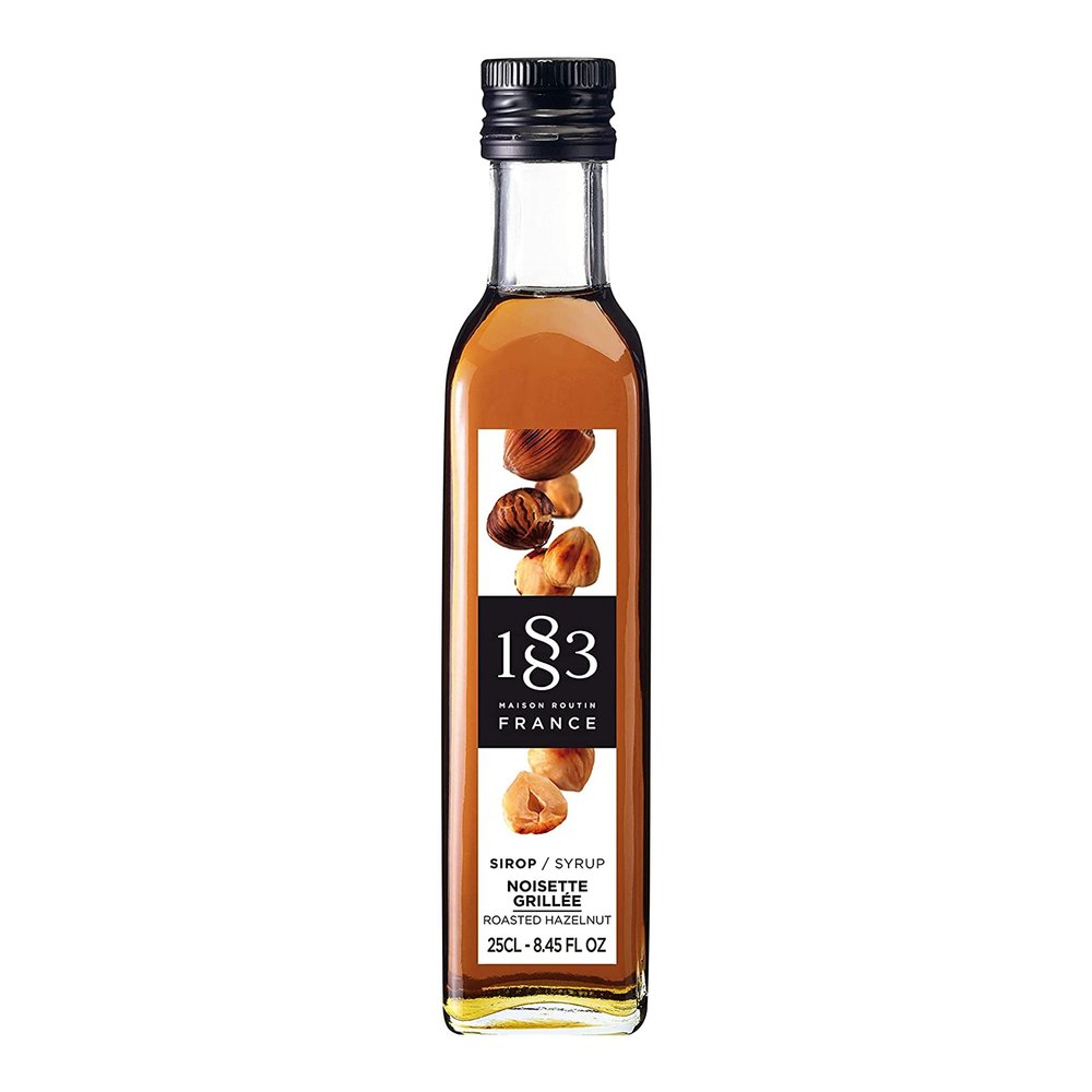 1883 Maison Routin Premium Roasted Hazelnut Syrup for Coffee & Hot Chocolate Glass 250ml