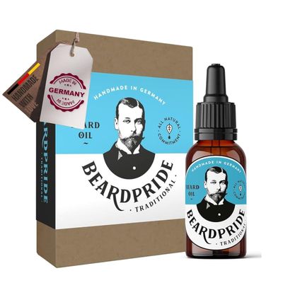 BEARDPRIDE Beard Oil for Men - Traditional Beard Oil - 100% Organic Argan and Jojoba Beard Oil - Softens and strengthens Beard Growth - Handmade in Germany