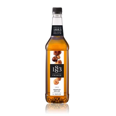 1883 Maison Routin Premium Roasted Hazelnut Syrup for Coffee, Tea, Hot Chocolate & Baking - Vegan-Friendly, Allergen-Free, Preservative Free - 1L PET Bottle