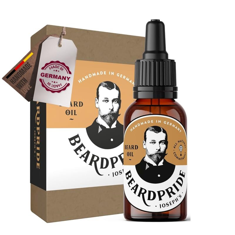 BEARDPRIDE Beard Oil for Men - Josephs Beard Oil - 100% Organic Argan and Jojoba Beard Oil - Softens and strengthens Beard Growth - Handmade in Germany