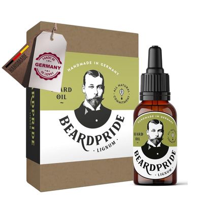 BEARDPRIDE Beard Oil for Men - Lignum Beard Oil - 100% Organic Argan and Jojoba Beard Oil - Softens and strengthens Beard Growth - Handmade in Germany