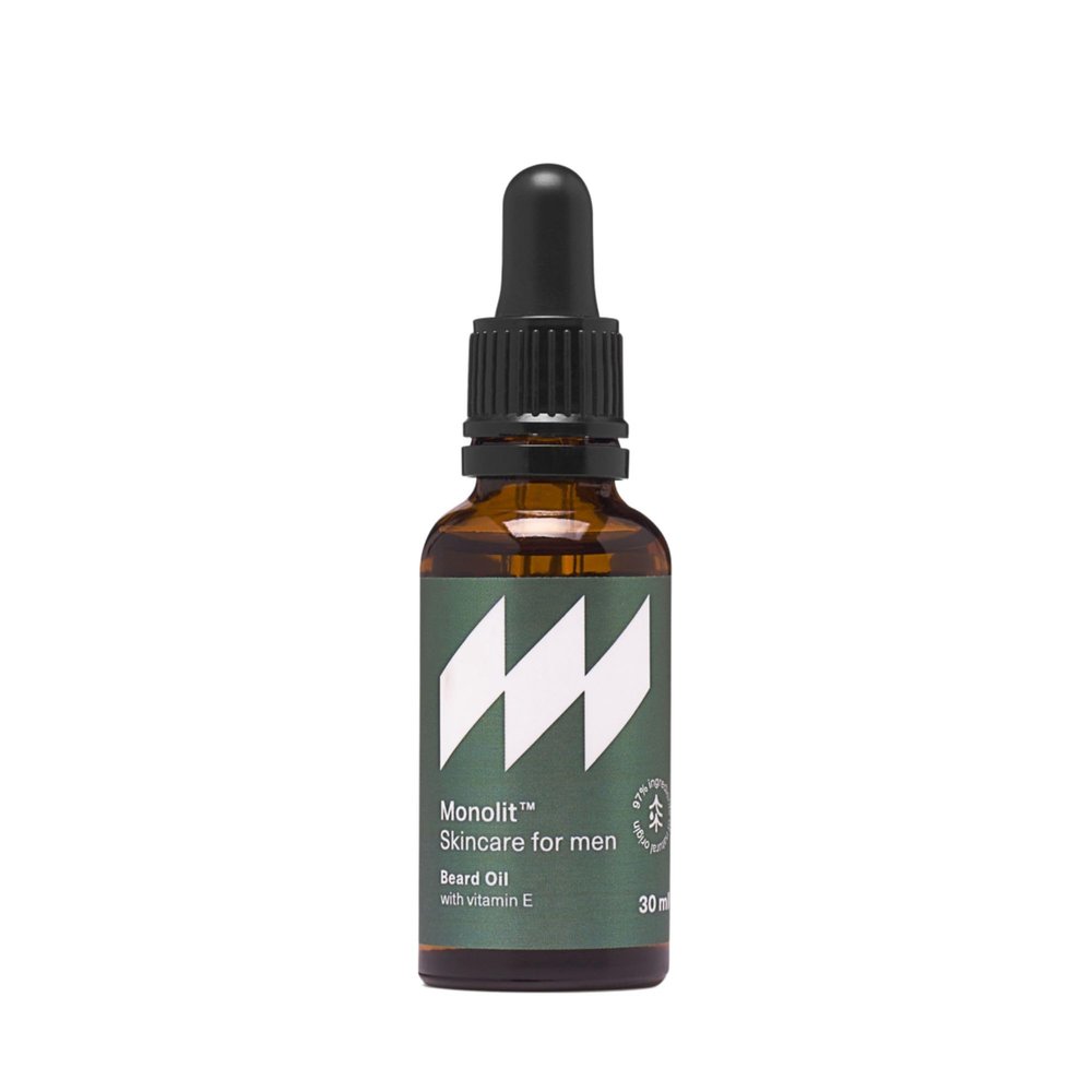 Monolit Beard Oil 30 ml - Argan, Jojoba, Avocado Oils, Vitamin E, Softens, Nourishes Beard, Sandalwood Scent, Moisturises Skin, Reduces Itch, Easy Pipette Application, Daily Grooming