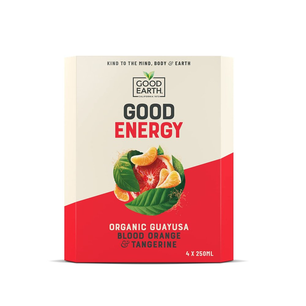Good Earth Tea Co. Orange and Tangerine Good Energy Drink, 4 Cans of 250 ml
