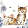 20 Napkins Cats Play with Bees | Animals | Table Decoration 33 x 33 cm view 1