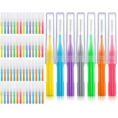 Patelai 100 Pieces Braces Brush for Cleaner Interdental Brush Toothpick Dental Flossing Head Oral Hygiene Flosser Tooth Cleaning Tool(Stylish Colors)