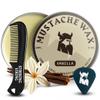Striking Viking Moustache Wax and Comb Kit - 60g, Vanilla Scent - Strong Hold Moustache Grooming Kit with Anti-Static Comb for Precise Grooming - Non-Greasy Formula for Easy Beard Care view 1