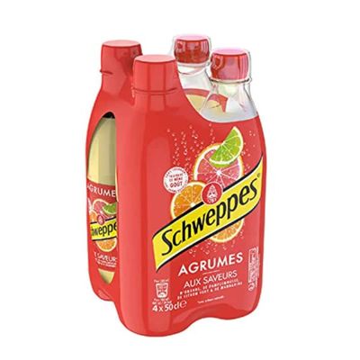 Schweppes Citrus Soft Drink with Flavours of Orange Grapefruit Lime and Mandarin, 4 x 50 cl
