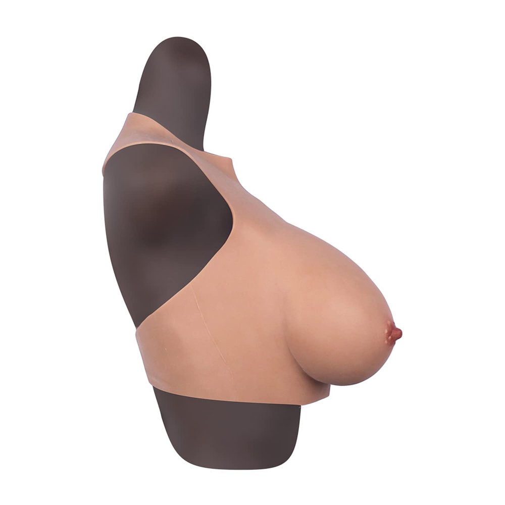 Halter Silicone Breastplates Realistic Artificial Boobs B-G Cup, Round Neck Halter Style Fake Tits for Male To Female Crossdressers Drag Queen Cosplay,Color 3,B Cup