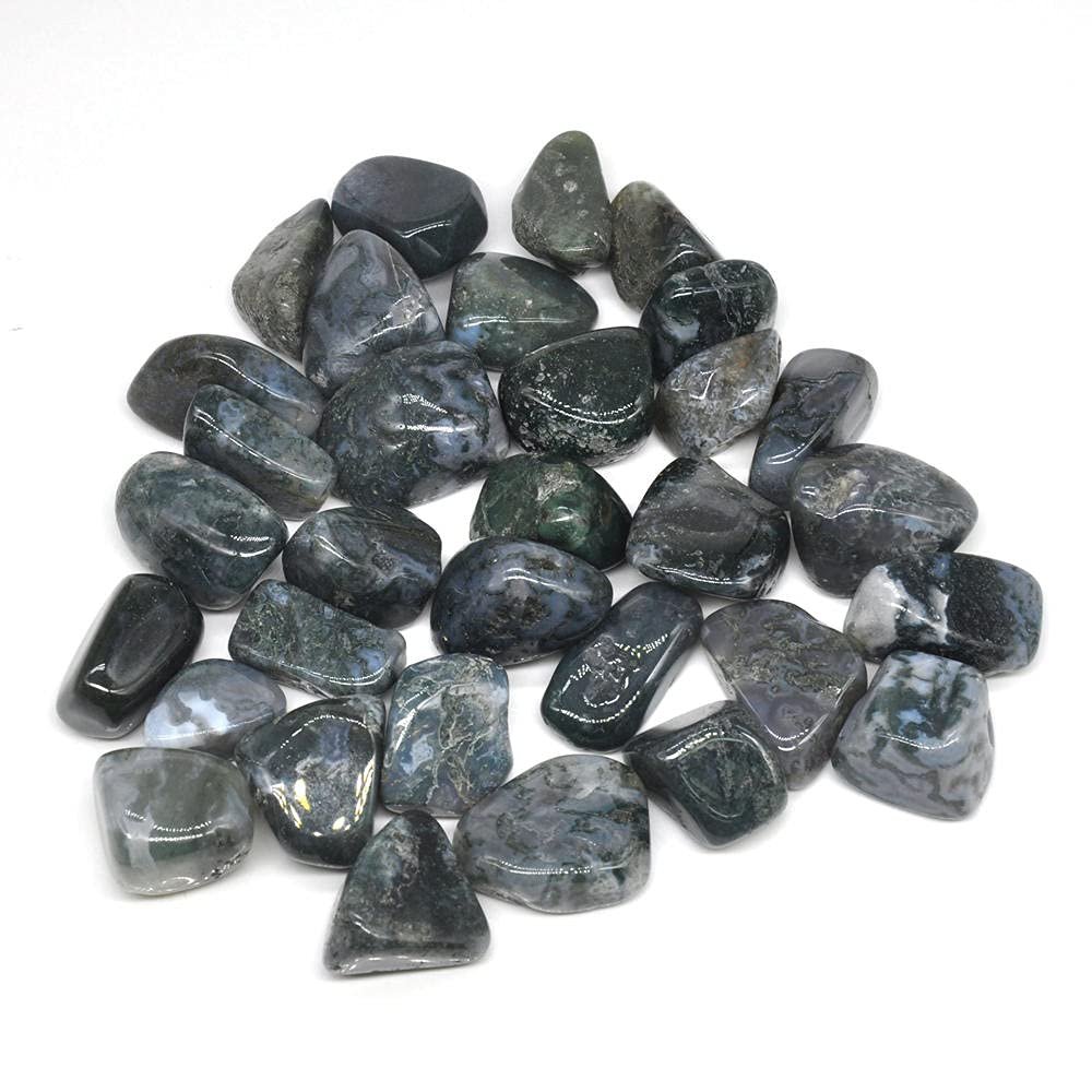100g Natural Green Moss Agate Tumbled Stones Bulk Crystals Reiki Polished Gemstones Gem Raw Aquarium Decoration Minerals