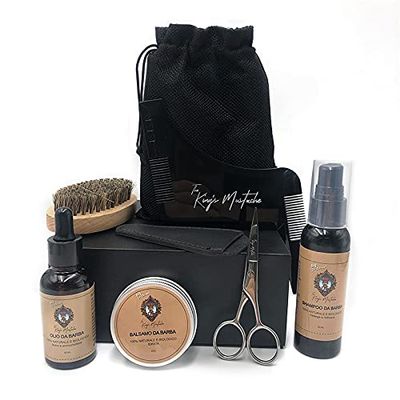 Complete set of care kit beard mustache set 9 products 100% natural and organic