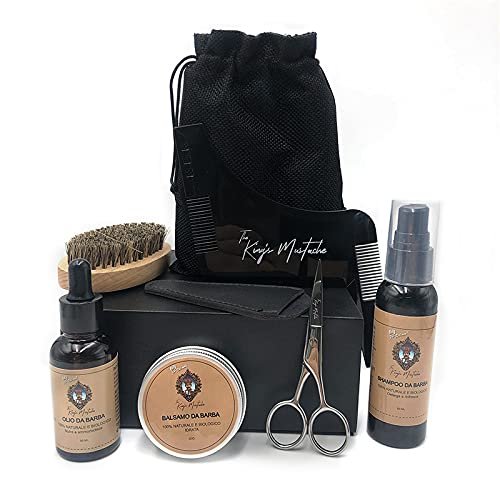 Complete set of care kit beard mustache set 9 products 100% natural and organic